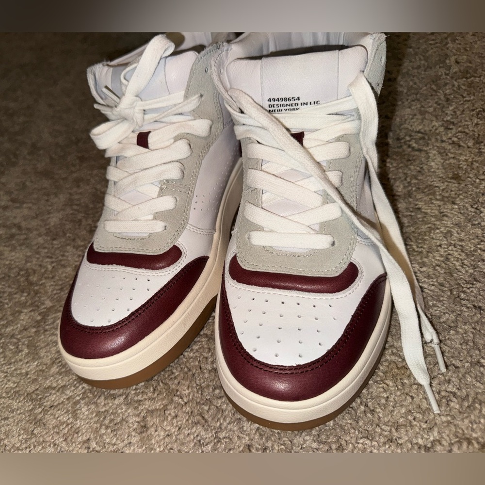 Steve Madden White and Burgundy High-Top Sneakers - Picture 5 of 9
